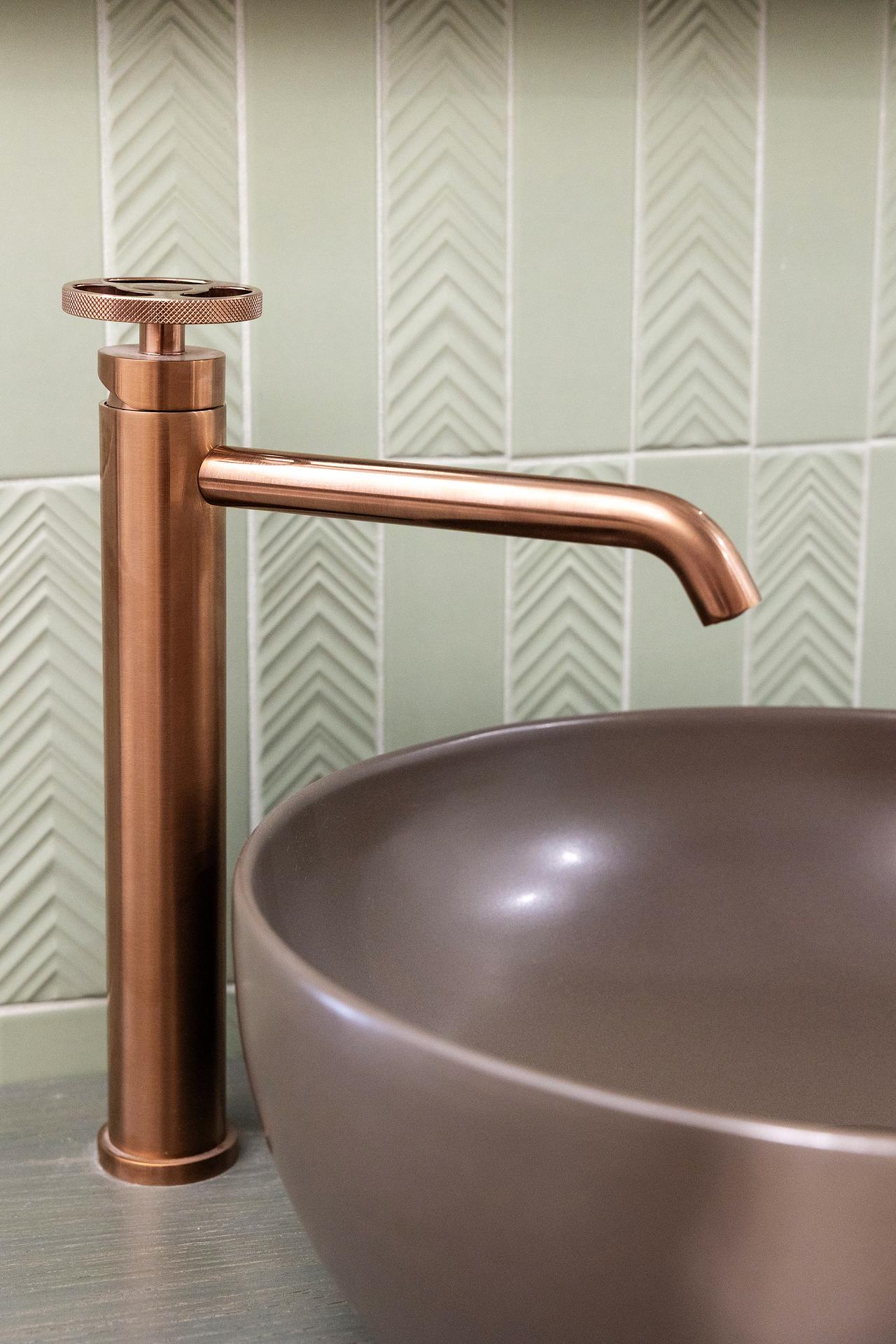 PVD COPPER WASH BASIN MIXER HIGHER BODY WITH MIXLEV050 5TH AVENUE